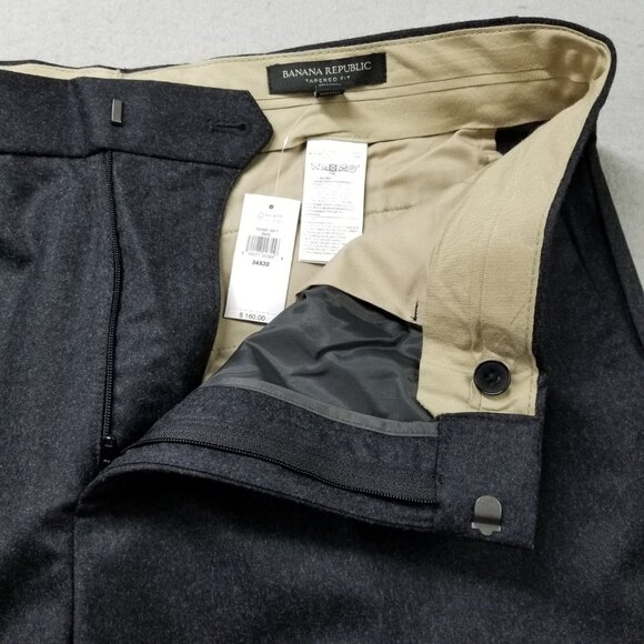 Banana Republic Pants Mens Gray Tapered Soft Virgin Wool Vitale Flannel 120's - Picture 8 of 13